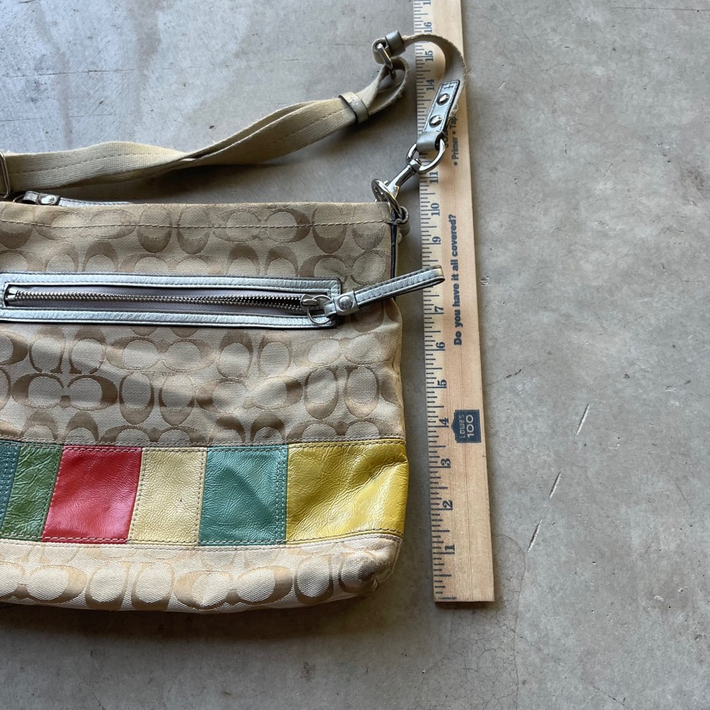 Coach Signature Monogram Multi-Color Patchwork Crossbody Bag 11176 Tan Silver - Picture 7 of 7